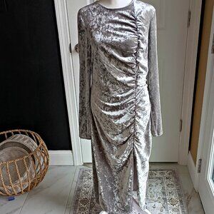 NEW! SILVER RUCHED PLUSH DRESS BY FUTURE COLLECTIVE
